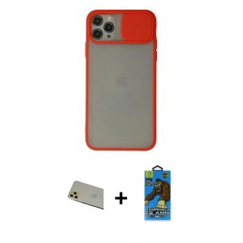 MARSİLYAN™- iPhone 11 Pro Max Kılıf Vadi Çizgi - Siyah 18D Cam Ekran Koruyucu + Rainbow Kamera Lens Koruma Cam - GD