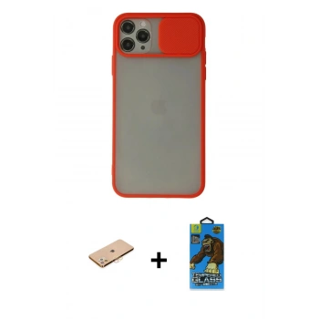 MARSİLYAN™- iPhone 11 Pro Max Kılıf Vadi Çizgi - Siyah 18D Cam Ekran Koruyucu + Renkli Kamera Lens Koruma Cam - TU