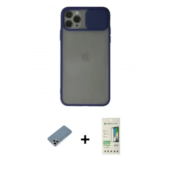 MARSİLYAN™- iPhone 11 Pro Max Kılıf Vadi Çizgi - Siyah 20D Premium Cam Ekran Koruyucu + Metal Kamera Lens Koruma Cam - MR