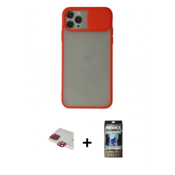 MARSİLYAN™- iPhone 11 Pro Max Kılıf Vadi Çizgi - Siyah 34D Hayalet Izgaralı Cam + Pers Alüminyum Kamera Lens - KI