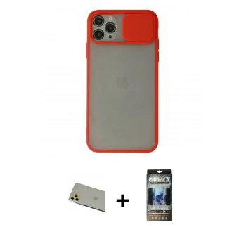 MARSİLYAN™- iPhone 11 Pro Max Kılıf Vadi Çizgi - Siyah 34D Hayalet Izgaralı Cam + Rainbow Kamera Lens Koruma Cam - GD