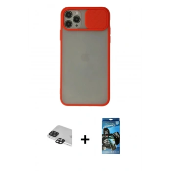 MARSİLYAN™- iPhone 11 Pro Max Kılıf Vadi Çizgi - Siyah 34D Izgaralı Cam + Pers Alüminyum Kamera Lens - SH