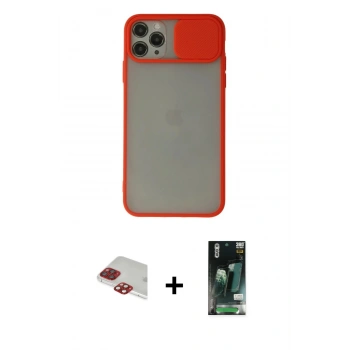 MARSİLYAN™- iPhone 11 Pro Max Kılıf Vadi Çizgi - Siyah 360 Mat Full Body Arka Koruyucu + Pers Alüminyum Kamera Lens - KI