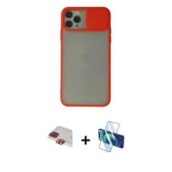 MARSİLYAN™- iPhone 11 Pro Max Kılıf Vadi Çizgi - Siyah 3D Antistatik Cam Ekran Koruyucu + Pers Alüminyum Kamera Lens - KI