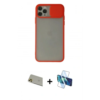 MARSİLYAN™- iPhone 11 Pro Max Kılıf Vadi Çizgi - Siyah 3D Antistatik Seramik Nano Ekran Koruyucu + Rainbow Kamera Lens Koruma Cam - GD