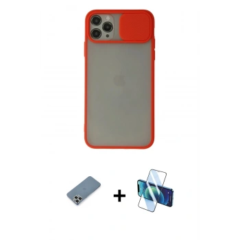 MARSİLYAN™- iPhone 11 Pro Max Kılıf Vadi Çizgi - Siyah 3D Antistatik Seramik Nano Ekran Koruyucu + Metal Kamera Lens Koruma Cam - GS