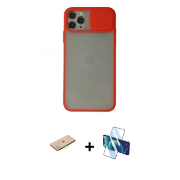 MARSİLYAN™- iPhone 11 Pro Max Kılıf Vadi Çizgi - Siyah 3D Antistatik Seramik Nano Ekran Koruyucu + Renkli Kamera Lens Koruma Cam - SI