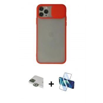 MARSİLYAN™- iPhone 11 Pro Max Kılıf Vadi Çizgi - Siyah 3D Antistatik Seramik Nano Ekran Koruyucu + Pers Alüminyum Kamera Lens - YL