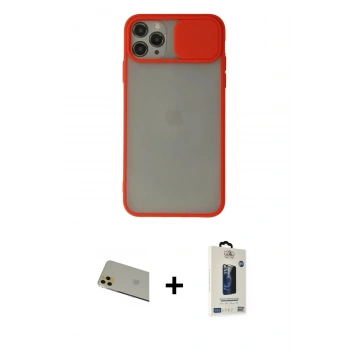 MARSİLYAN™- iPhone 11 Pro Max Kılıf Vadi Çizgi - Siyah Bilvis Hayalet Cam Ekran Koruyucu + Rainbow Kamera Lens Koruma Cam - GD