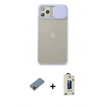 MARSİLYAN™- iPhone 11 Pro Max Kılıf Vadi Çizgi - Siyah Bilvis Hayalet Cam Ekran Koruyucu + Shine Kamera Lens Koruma Cam - GD