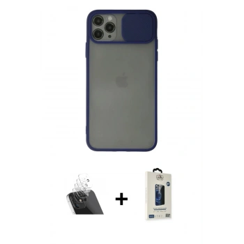 MARSİLYAN™- iPhone 11 Pro Max Kılıf Vadi Çizgi - Siyah Bilvis Hayalet Cam Ekran Koruyucu + Kamera Lens Koruma Cam - SF