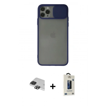 MARSİLYAN™- iPhone 11 Pro Max Kılıf Vadi Çizgi - Siyah Bilvis Hayalet Cam Ekran Koruyucu + Pers Alüminyum Kamera Lens - SH