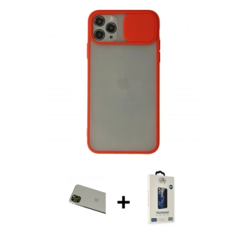 MARSİLYAN™- iPhone 11 Pro Max Kılıf Vadi Çizgi - Siyah Bilvis Hayalet Cam Ekran Koruyucu + Rainbow Kamera Lens Koruma Cam - YL