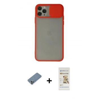 MARSİLYAN™- iPhone 11 Pro Max Kılıf Vadi Çizgi - Siyah Mat Seramik Nano Ekran Koruyucu + Metal Kamera Lens Koruma Cam - AKYL