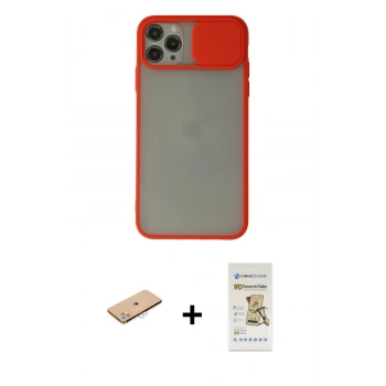 MARSİLYAN™- iPhone 11 Pro Max Kılıf Vadi Çizgi - Siyah Mat Seramik Nano Ekran Koruyucu + Renkli Kamera Lens Koruma Cam - PE