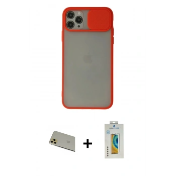 MARSİLYAN™- iPhone 11 Pro Max Kılıf Vadi Çizgi - Siyah Polymer Nano Ekran Koruyucu + Rainbow Kamera Lens Koruma Cam - GD