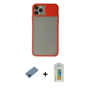 MARSİLYAN™- iPhone 11 Pro Max Kılıf Vadi Çizgi - Siyah Polymer Nano Ekran Koruyucu + Metal Kamera Lens Koruma Cam - MI