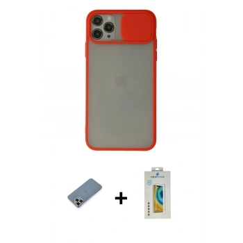MARSİLYAN™- iPhone 11 Pro Max Kılıf Vadi Çizgi - Siyah Polymer Nano Ekran Koruyucu + Metal Kamera Lens Koruma Cam - MR