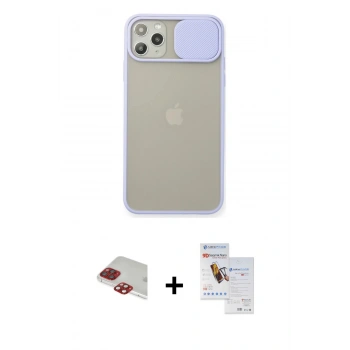MARSİLYAN™- iPhone 11 Pro Max Kılıf Vadi Çizgi - Siyah Seramik Nano Ekran Koruyucu + Pers Alüminyum Kamera Lens - KI