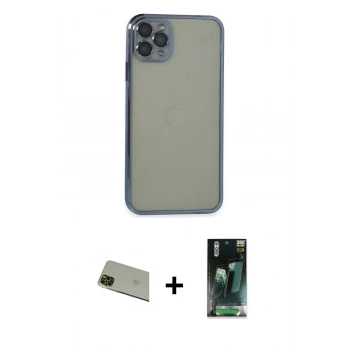 MARSİLYAN™- iPhone 11 Pro Max Kılıf Vadi Minimal - Şeffaf 360 Full Body Arka Koruyucu + Rainbow Kamera Lens Koruma Cam - YL