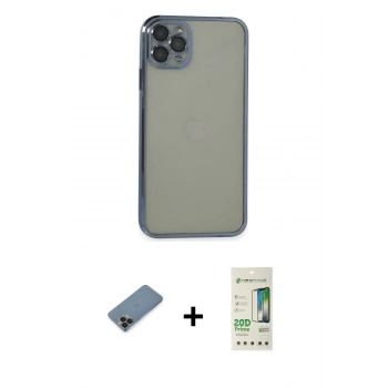 MARSİLYAN™- iPhone 11 Pro Max Kılıf Vadi Minimal - Siyah 20D Premium Cam Ekran Koruyucu + Metal Kamera Lens Koruma Cam - SH