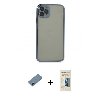 MARSİLYAN™- iPhone 11 Pro Max Kılıf Vadi Minimal - Siyah 6D Mat Seramik Hayalet Nano Ekran Koruyucu + Shine Kamera Lens Koruma Cam - GS