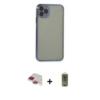 MARSİLYAN™- iPhone 11 Pro Max Kılıf Vadi Minimal - Siyah Joko Magic 5D Hayalet Cam + Pers Alüminyum Kamera Lens - KI