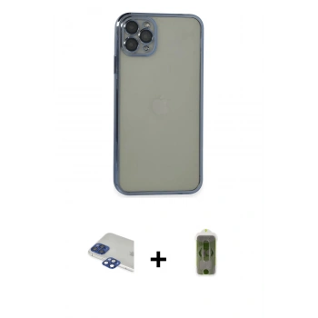 MARSİLYAN™- iPhone 11 Pro Max Kılıf Vadi Minimal - Siyah Joko Magic 5D Hayalet Cam + Pers Alüminyum Kamera Lens - LT