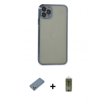MARSİLYAN™- iPhone 11 Pro Max Kılıf Vadi Minimal - Siyah Joko Magic 5D Hayalet Cam + Metal Kamera Lens Koruma Cam - GS
