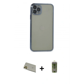 MARSİLYAN™- iPhone 11 Pro Max Kılıf Vadi Minimal - Siyah Joko Magic 5D Hayalet Cam + Rainbow Kamera Lens Koruma Cam - GD