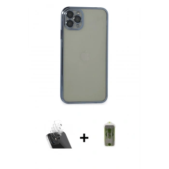 MARSİLYAN™- iPhone 11 Pro Max Kılıf Vadi Minimal - Siyah Joko Magic 5D Hayalet Cam + Kamera Lens Koruma Cam - SF