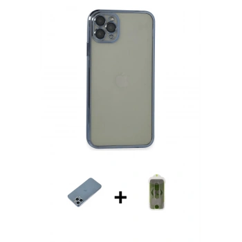 MARSİLYAN™- iPhone 11 Pro Max Kılıf Vadi Minimal - Siyah Joko Magic 5D Hayalet Cam + Shine Kamera Lens Koruma Cam - SABE