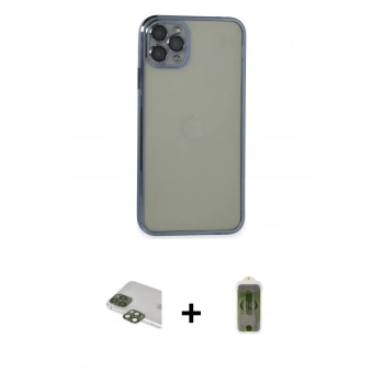 MARSİLYAN™- iPhone 11 Pro Max Kılıf Vadi Minimal - Siyah Joko Magic 5D Hayalet Cam + Pers Alüminyum Kamera Lens - YL