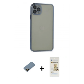 MARSİLYAN™- iPhone 11 Pro Max Kılıf Vadi Minimal - Siyah Mat Seramik Nano Ekran Koruyucu + Shine Kamera Lens Koruma Cam - GD