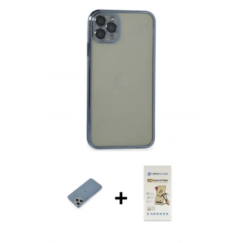 MARSİLYAN™- iPhone 11 Pro Max Kılıf Vadi Minimal - Siyah Mat Seramik Nano Ekran Koruyucu + Metal Kamera Lens Koruma Cam - GS