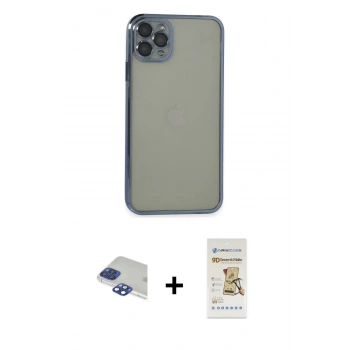 MARSİLYAN™- iPhone 11 Pro Max Kılıf Vadi Minimal - Siyah Mat Seramik Nano Ekran Koruyucu + Pers Alüminyum Kamera Lens - LT