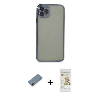 MARSİLYAN™- iPhone 11 Pro Max Kılıf Vadi Minimal - Siyah Mat Seramik Nano Ekran Koruyucu + Metal Kamera Lens Koruma Cam - MR