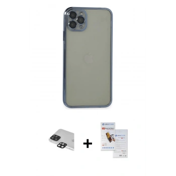 MARSİLYAN™- iPhone 11 Pro Max Kılıf Vadi Minimal - Siyah Seramik Nano Ekran Koruyucu + Pers Alüminyum Kamera Lens - SH