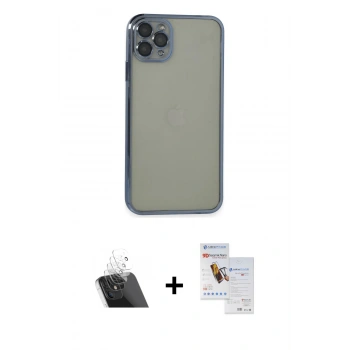 MARSİLYAN™- iPhone 11 Pro Max Kılıf Vadi Minimal - Siyah Seramik Nano Ekran Koruyucu + Kamera Lens Koruma Cam - SF