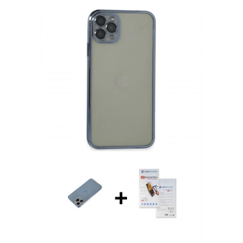 MARSİLYAN™- iPhone 11 Pro Max Kılıf Vadi Minimal - Siyah Seramik Nano Ekran Koruyucu + Shine Kamera Lens Koruma Cam - GI