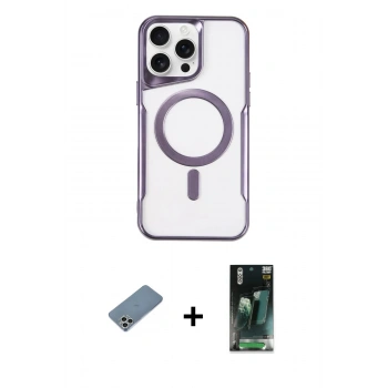 MARSİLYAN™- iPhone 11 Pro Max Kılıf Yadigar Klasik Özel Seri - Şeffaf 360 Full Body Arka Koruyucu + Shine Kamera Lens Koruma Cam - GS