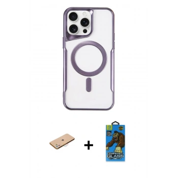 MARSİLYAN™- iPhone 11 Pro Max Kılıf Yadigar Klasik Özel Seri - Siyah 18D Cam Ekran Koruyucu + Renkli Kamera Lens Koruma Cam - PE