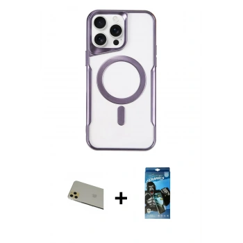 MARSİLYAN™- iPhone 11 Pro Max Kılıf Yadigar Klasik Özel Seri - Siyah 34D Izgaralı Cam + Rainbow Kamera Lens Koruma Cam - GD
