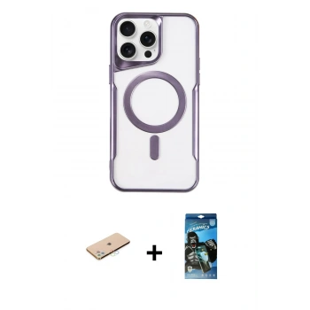 MARSİLYAN™- iPhone 11 Pro Max Kılıf Yadigar Klasik Özel Seri - Siyah 34D Izgaralı Cam + Renkli Kamera Lens Koruma Cam - MI