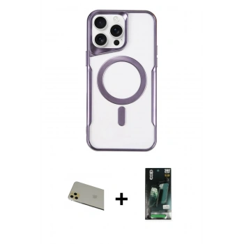 MARSİLYAN™- iPhone 11 Pro Max Kılıf Yadigar Klasik Özel Seri - Siyah 360 Mat Full Body Arka Koruyucu + Rainbow Kamera Lens Koruma Cam - GD