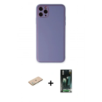 MARSİLYAN™- iPhone 11 Pro Max Kılıf Yadigar Klasik - Şeffaf 360 Full Body Arka Koruyucu + Renkli Kamera Lens Koruma Cam - YL