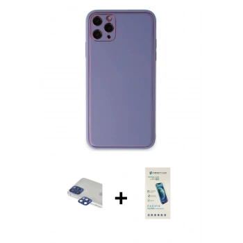 MARSİLYAN™- iPhone 11 Pro Max Kılıf Yadigar Klasik - Şeffaf Pasifik Cam Ekran Koruyucu + Pers Alüminyum Kamera Lens - LT
