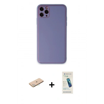 MARSİLYAN™- iPhone 11 Pro Max Kılıf Yadigar Klasik - Şeffaf Pasifik Cam Ekran Koruyucu + Renkli Kamera Lens Koruma Cam - MI