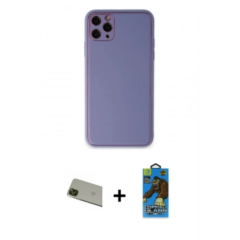 MARSİLYAN™- iPhone 11 Pro Max Kılıf Yadigar Klasik - Siyah 18D Cam Ekran Koruyucu + Rainbow Kamera Lens Koruma Cam - YL