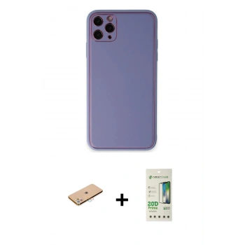MARSİLYAN™- iPhone 11 Pro Max Kılıf Yadigar Klasik - Siyah 20D Premium Cam Ekran Koruyucu + Renkli Kamera Lens Koruma Cam - PE